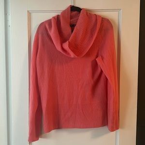 Pink Summer Weight Cowl Neck Cashmere Sweater - XL